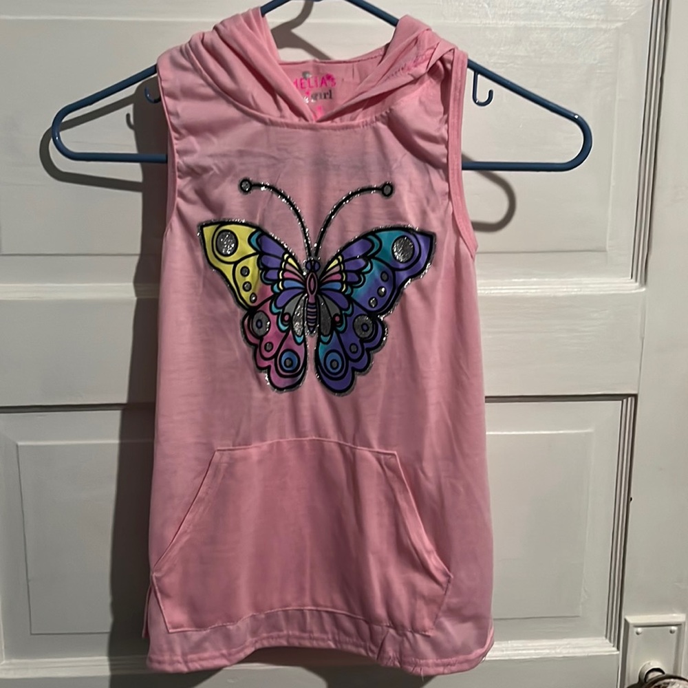 Girls Butterfly Hooded Tank Top